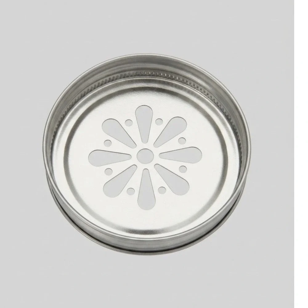Pewter Daisy Cut Mason Jar Lid Regular Mouth Floral Topper Farmhouse Lot of 12